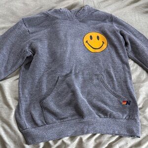 Aviator Nation Gray Hoodie with Smiley Face